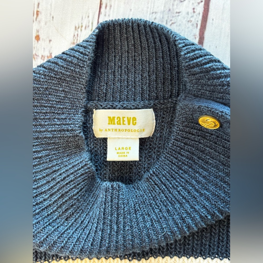 Anthropologie Maeve Divendra Navy & White Stripe Pullover Knit Sweater - Picture 9 of 11